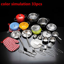 Load image into Gallery viewer, 40pcs Stainless Steel Kids House Kitchen Toy Cooking Cookware Children Pretend Play Kitchen Playset - Silver Toys For Children