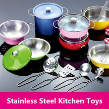 Load image into Gallery viewer, 40pcs Stainless Steel Kids House Kitchen Toy Cooking Cookware Children Pretend Play Kitchen Playset - Silver Toys For Children
