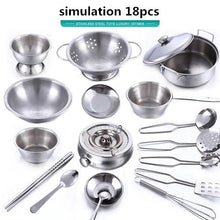 Load image into Gallery viewer, 40pcs Stainless Steel Kids House Kitchen Toy Cooking Cookware Children Pretend Play Kitchen Playset - Silver Toys For Children
