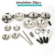 Load image into Gallery viewer, 40pcs Stainless Steel Kids House Kitchen Toy Cooking Cookware Children Pretend Play Kitchen Playset - Silver Toys For Children
