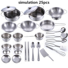 Load image into Gallery viewer, 40pcs Stainless Steel Kids House Kitchen Toy Cooking Cookware Children Pretend Play Kitchen Playset - Silver Toys For Children
