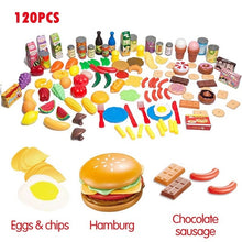 Load image into Gallery viewer, 140Pcs Cutting Fruits Vegetables Pretend Play kids Kitchen Toys Miniature Safety Food Sets Educational Classic Toy for Children
