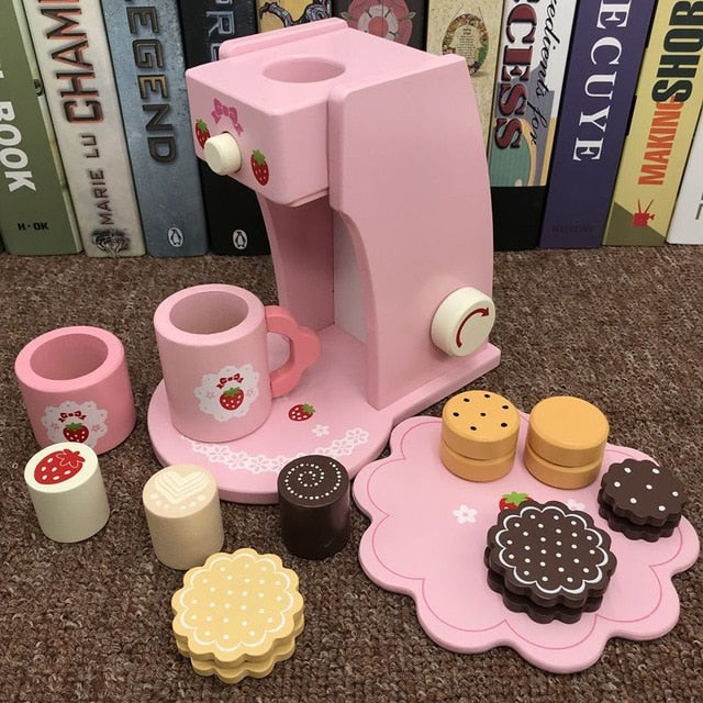 Baby Wooden Kitchen Toy Wooden Coffee machine  Machine Food Mixer for kids Pretend Play Early Learning Educational Toy