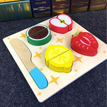 Load image into Gallery viewer, 1 Set Safe Children Play House Toy Wooden Food Toy Cut Fruit Vegetable Kitchen Baby Kids Pretend Play Educational Toys
