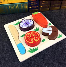Load image into Gallery viewer, 1 Set Safe Children Play House Toy Wooden Food Toy Cut Fruit Vegetable Kitchen Baby Kids Pretend Play Educational Toys

