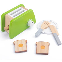 Load image into Gallery viewer, Pretend play house toy wooden simulation kitchen bread machine pancake machine salad pot children learn early education toy gift
